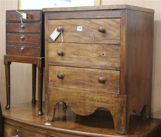 A late Georgian mahogany three-drawer bedside chest and another bedside chest H.67cm (both)